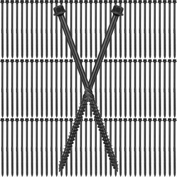 100 Pack#14 x 6 Inch Lag Screws Structural Wood Screws Exterior Coated Star Drive Decking Heavy Duty Construction for Timber Log Landscaping Wood, Black