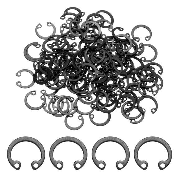 100 Pack15/32"(12mm) RetainingRingCirclip,SnapRingsC-Clips, Black