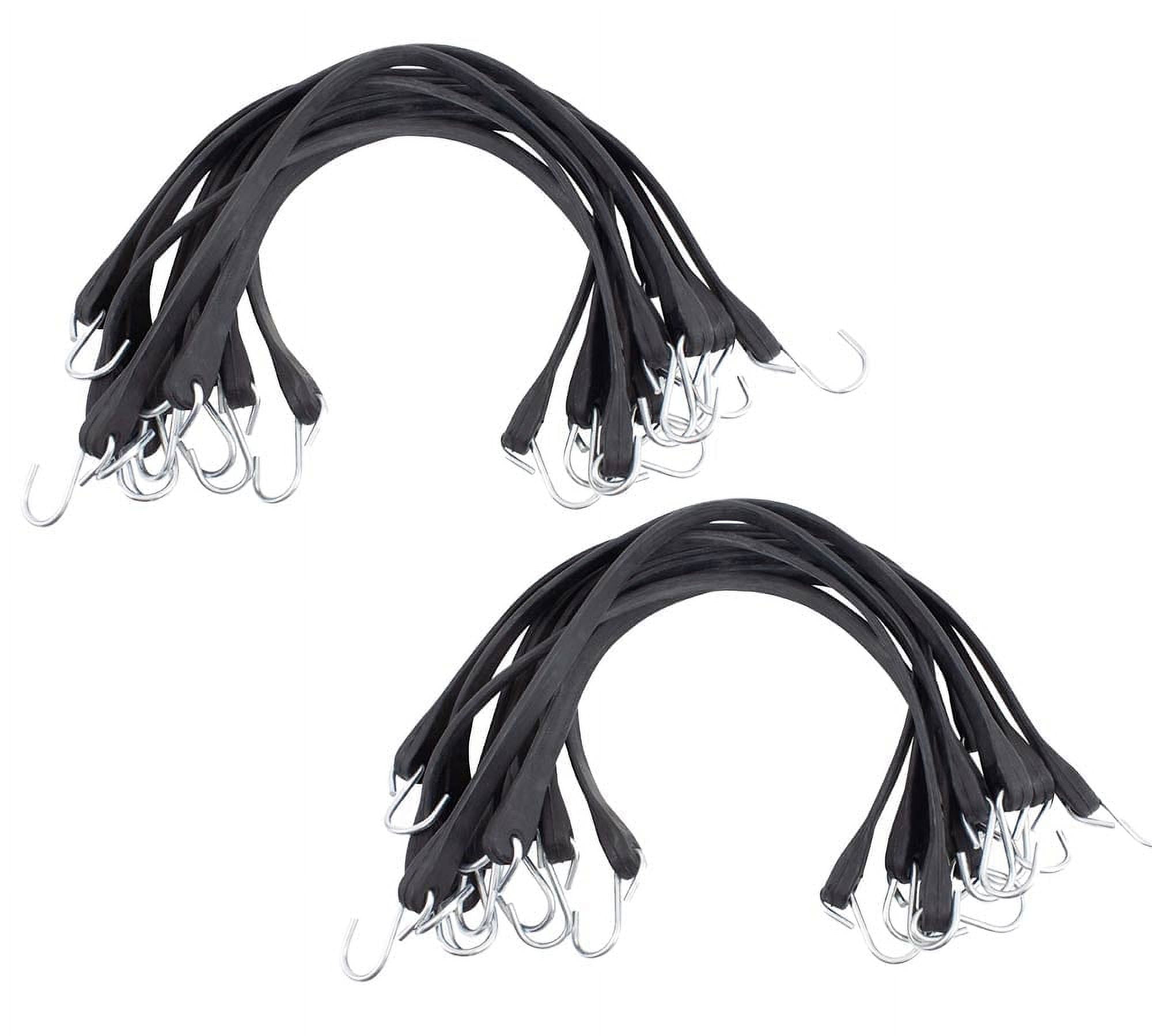 100 Pack 15" Natural Rubber Tarp Bungee Straps Tie Down Cords S Hooks Heavy Duty Ideal for Securing Tarps