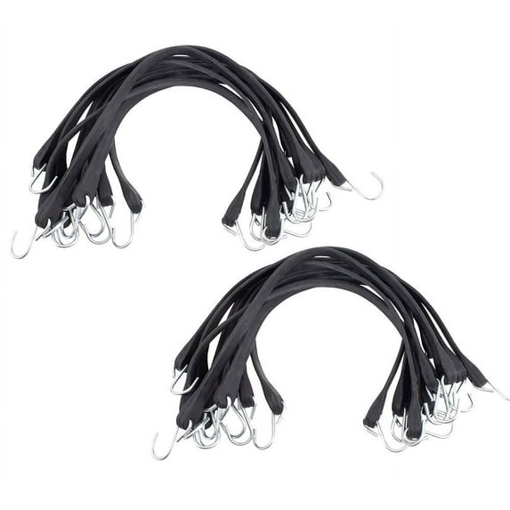 100 Pack 15" Natural Rubber Tarp Bungee Straps Tie Down Cords S Hooks Heavy Duty Ideal for Securing Tarps