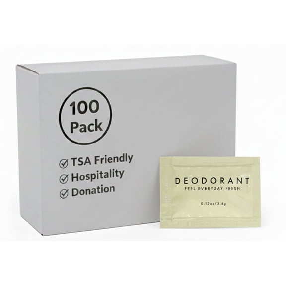 Trailmaker 100 Pack .12 oz. (.12 Ounce) Deodorant Antiperspirant Packets for Hygiene, Hospitality, Hotel, Charity, Donation
