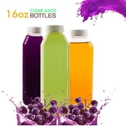 [100 Pack] 16 OZ Clear Square Plastic Juice Bottles with Tamper Evident Caps - Cold Pressed - Smoothie Bottles - Ideal for Juices, Milk, Smoothies, Picnics, Meal Prep Juice Containers by EcoQuality