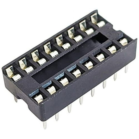 100 Pack 16 Pin Solder Tail Low Profile DIP IC Socket, 2.54mm Pitch, 7.6mm Row to Row Distance