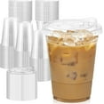 100 Pack 16 oz Clear Plastic Cups with Lids, Sturdy & Food Safe Iced