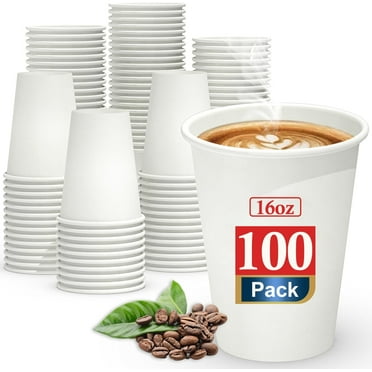 100 Pack 16 oz Disposable Cups, To Go Hot Cups,Leak-Free Food Safe Paper Cups