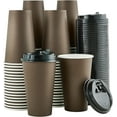 100 Pack 16 oz Paper Coffee Cups, Brown Disposable Coffee Cups with