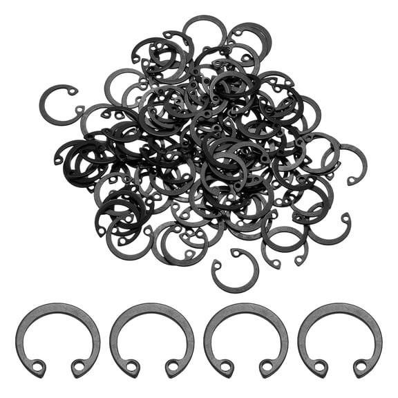 100 Pack19/32"(15mm) RetainingRingCirclip,SnapRingsC-Clips, Black
