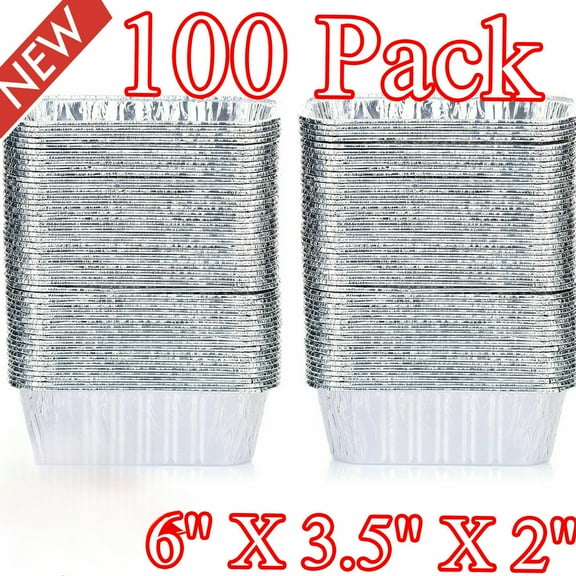 100 Pack 1LB Mini Durable Loaf Baking Pans Disposable Rectangle Aluminum Foil Small Bread Tins