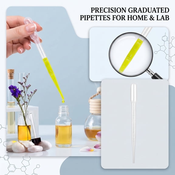 100 Pack 1Ml 6 Inch Clear Transfer Pipettes, Science Fair Board Supplies, Education Supplies & Craft Supplies, Art Supplies for Student, Disposable Calibrated Droppers for Water