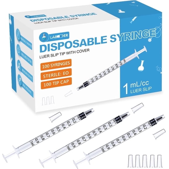 20 Pack 1ml /1cc Syringe with Cap Oral Syringes without needle for Liquid Measuring, Scientific Labs, Feeding Small Pets, Medical Student, Oil or Glue Applicator-Individually Sealed, Luer Slip