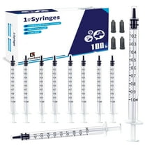 100 Pack 1ml Plastic Syringe for Scientific Labs, Measuring Liquids, Feeding Pets, Oil or Glue Applicator, Non-Steril