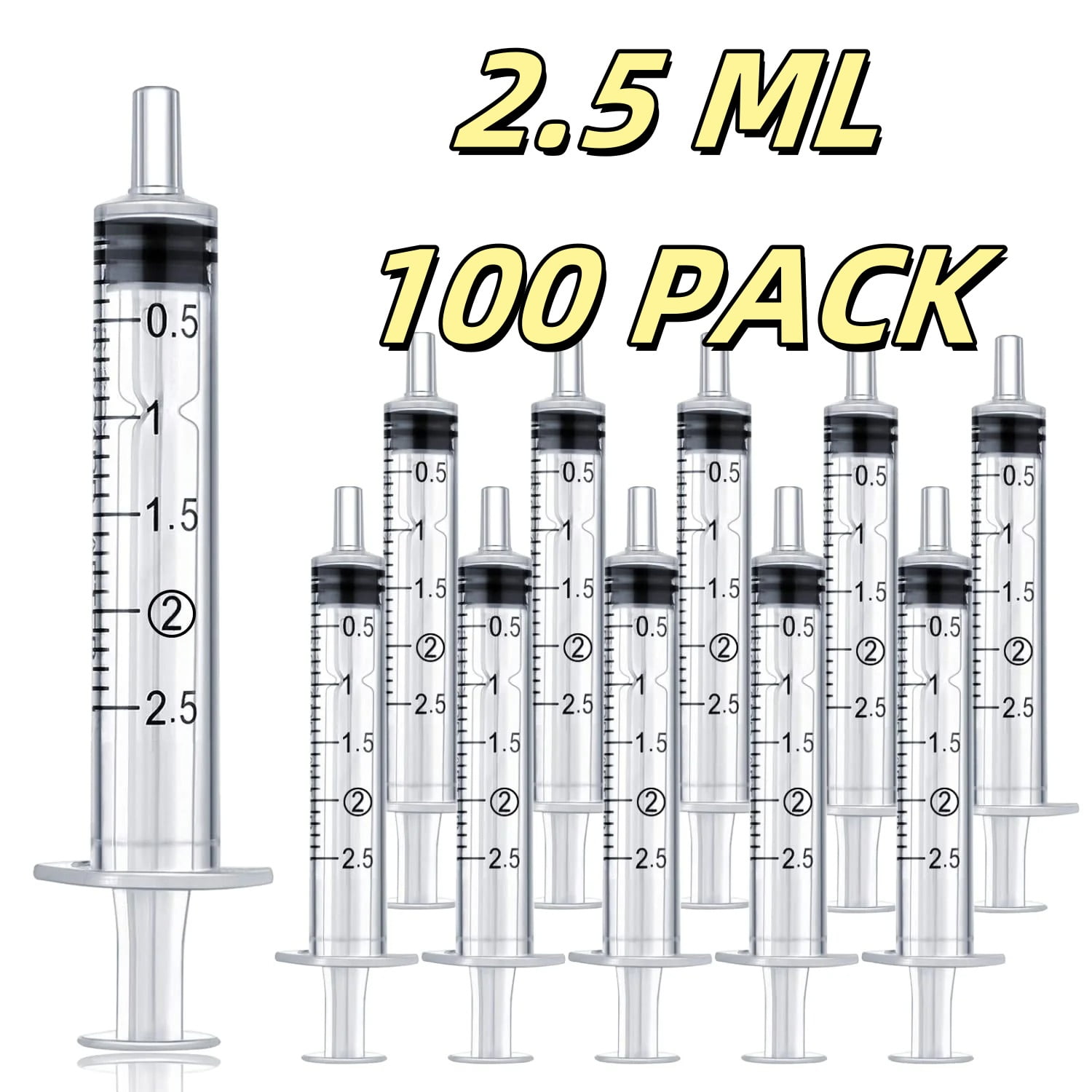 100 Pack 2 ml Syringe for Liquid Without Needle,Syringe with Cap