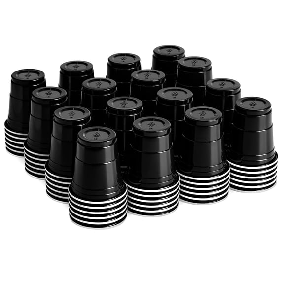 100 Pack 2 oz Black Plastic Shot Glasses