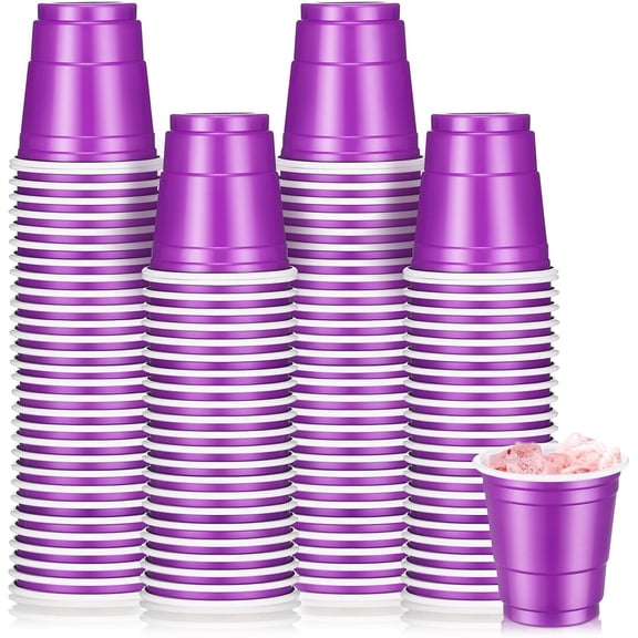 100 Pack 2 oz Plastic Shot Cups, Mini Disposable Shot Glasses 2 oz Party Cups for Wedding Halloween Thanksgiving Party, Beer Taste Serving, Snacks