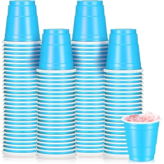 100 Pack 2 oz Plastic Shot Cups, Mini Disposable Shot Glasses 2 oz Party Cups for Wedding Halloween Thanksgiving Party, Beer Taste Serving, Snacks