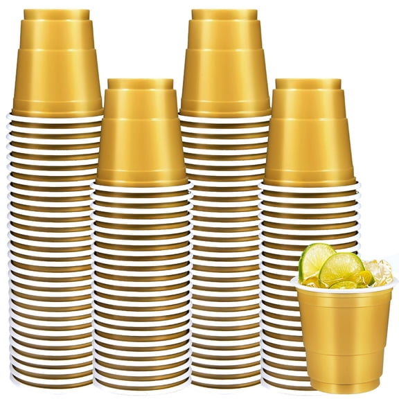 100 Pack 2 oz Plastic Shot Disposable Shot Cups, Mini 2oz Party Cups for Christmas, St Patrick's Day, Birthday, Wedding, Bachelorette Party