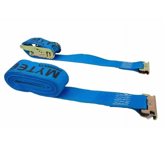 (100 Pack) 2'' x 20' E Track Straps w/ Spring E-Fittings - Blue Ratchet Etrack Straps w/ Heavy Duty 4000 lbs Breaking Strength for Enclosed Trailers, Trucks & Vans