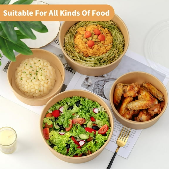 100 Pack 20 oz Disposable Bowls with Lids