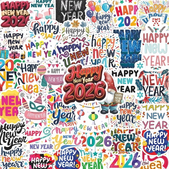 100-Pack 2026 Happy New Year Stickers With Cool Game Designs, For Laptop Water Bottle Phone Bike Skateboard Travel Case Computer, Waterproof Durable Decals Perfect For Teens Girls