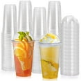 100 Pack 24 Oz Clear Plastic Cups with Dome Lid and Hole Perfect for