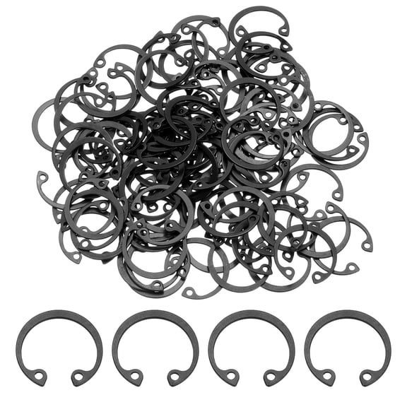 100 Pack25/32"(20mm) RetainingRingCirclip,SnapRingsC-Clips, Black