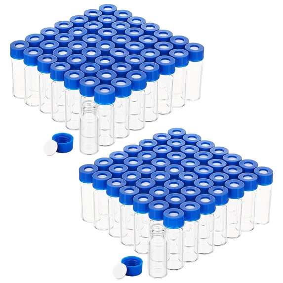 100 Pack 2ml Glass Sample Vials Leak-Proof Mini Glass Bottles Laboratory Sample Bottles Essential Oil Bottle with Screw CapsDIY