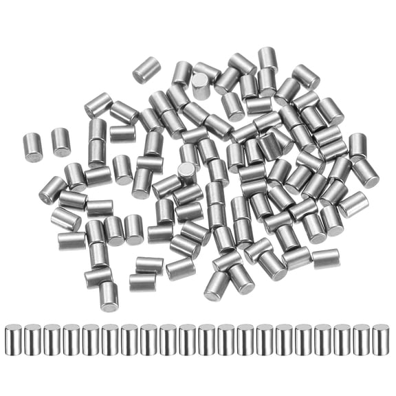 100 Pack 2mm x 3mm Dowel Pins Bearing Steel Cylindrical Dowel Pins Shelf Support Peg Pin+/-0.02mm Diameter Tolerance, Silver Tone