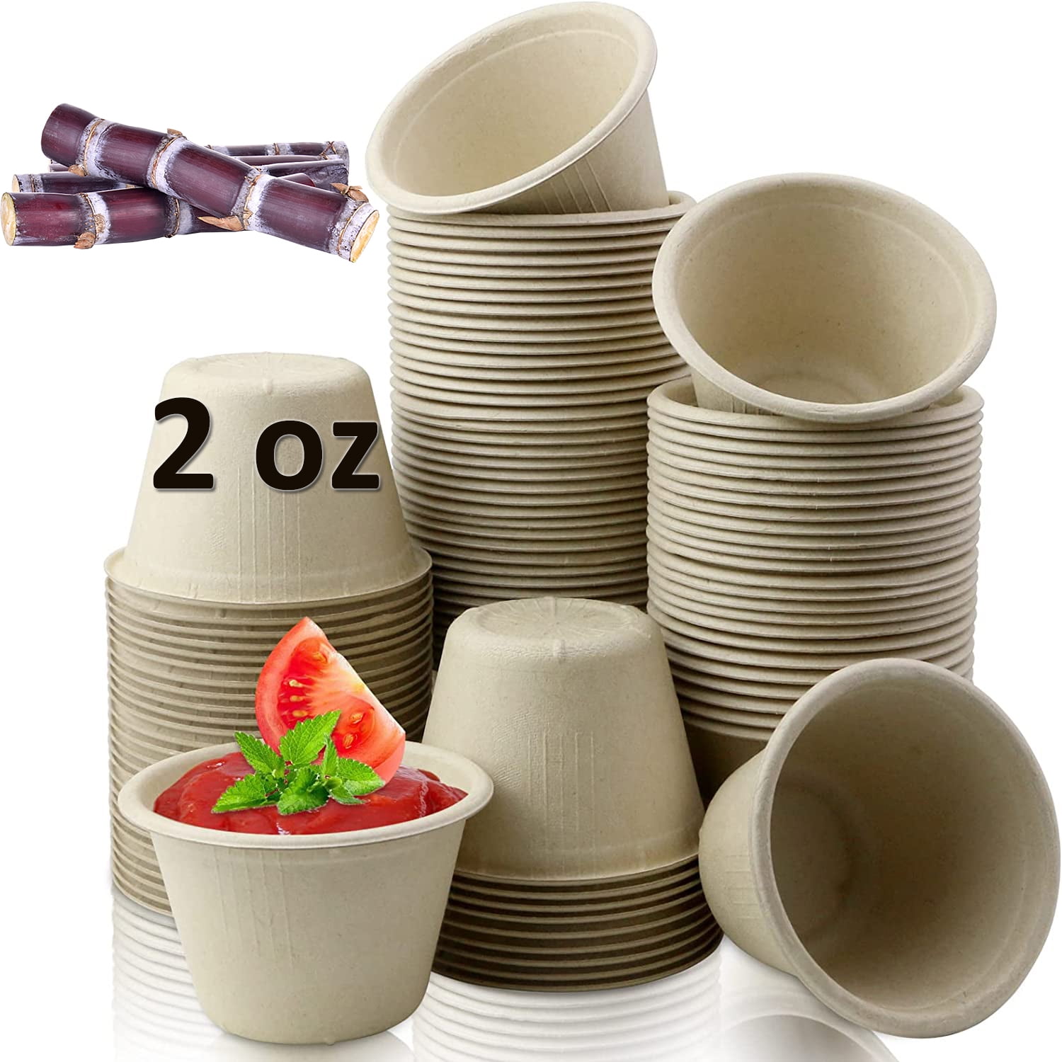 Restaurantware Basic Nature 3 Ounce Sauce Cups, 2000 Compostable Condiment Cups - Biodegradable, Disposable, Clear PLA Plastic Portion Cups, for