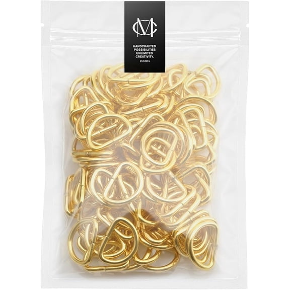 100 Pack 3/4 Inch Metal D-Rings Non Welded Dee Ring for Bag Belt Lanyard DIY Craft Accessories (Gold)