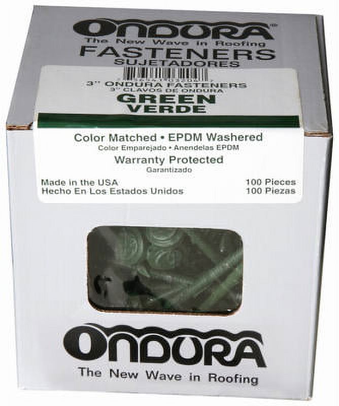 100 Pack 3" Green Ondura Nails With Washers