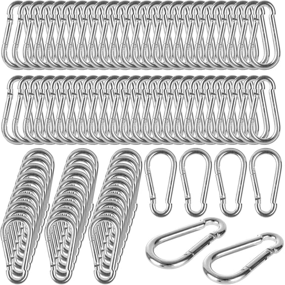 100 Pack 3" Heavy Duty Spring Snap Hook, M8 5/16" Galvanized Steel Carabiner Clip Spring Snap Hook, Quick Link for Gym, Outdoor Traveling, Swing 500Lbs Capacity