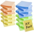 thumbnail image 1 of 100 Pack of 3"x3" 100 Sheet Sticky Note Pads in Pastel Colors for Office Note Taking - 100 Count of 3"x3" 100 Sheet Sticky Note Pads in Yellow, Green, Orange and Blue, 1 of 6