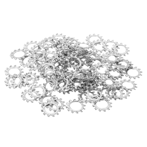 100 Pack 304 Stainless Steel External Tooth Lock Washers, M12 Star Locking Washers for Screw Bolt Mechanical Equipment Fasteners, Silver
