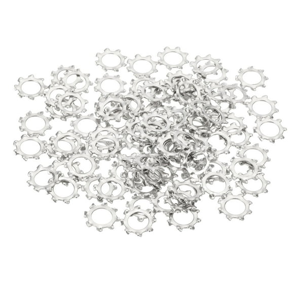 100 Pack 304 Stainless Steel External Tooth Lock Washers, M8 Star Locking Washers for Screw Bolt Mechanical Equipment Fasteners, Silver
