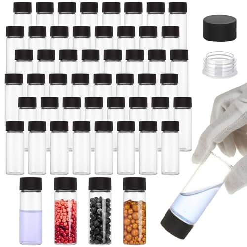 100 Pack 30ml Clear Glass Vials with Screw Caps, Small Liquid Sample Vial, Leak-Proof Vial Small Lab Sample Vials for Essential Oil, Reagent, Seeds$$Other