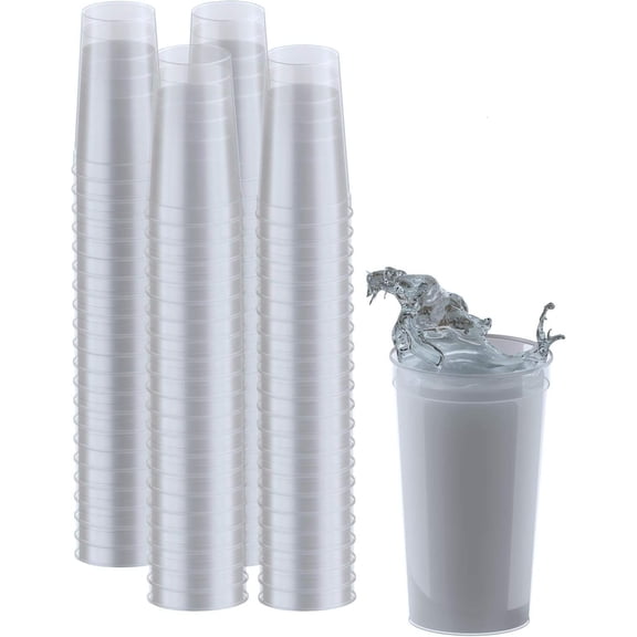 100 Pack 32 oz Clear Reusable Stackable Cups, Food-Grade Drinking Cups for Parties, Weddings, Events