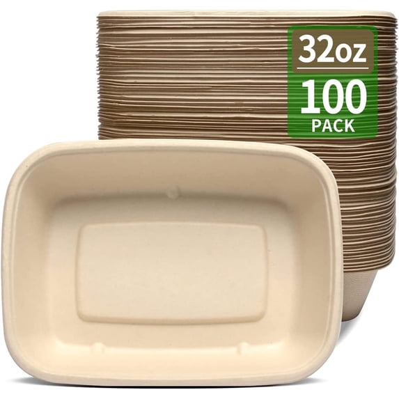 100 Pack 32 oz Large Paper Bowls, Chipo-tle Style Disposable Bowls for Nacho Burrito Taco Salads, Seafood Boil Crawfish Serving Bowls,100 BOWLS ONLY