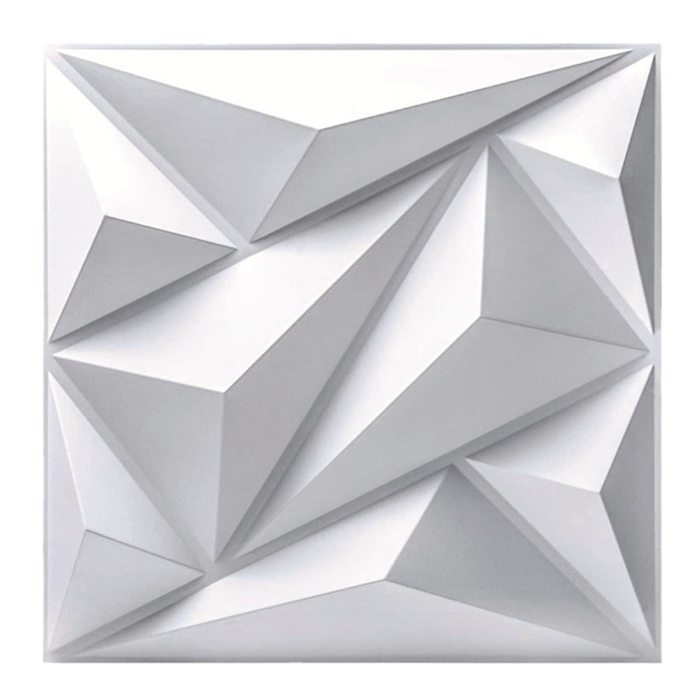 100 Pack 3D Wall Panel Diamond for Interior Wall Décor, PVC Flower Textured Wall Panels for Living Room Lobby Bedroom Hotel Office, White, 12''x12''  (White)