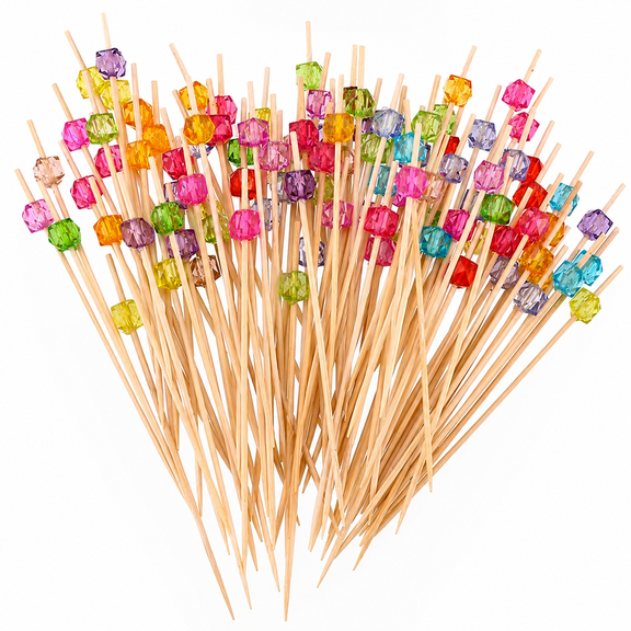 100 Pack 4.7" Bamboo Cocktail Picks for Appetizers, Charcuterie and Fruit