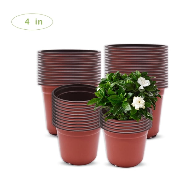 100 Pack 4" Plastic Plant Pots Seedling Cups Plant Container Nursery Pots Fit for Seeds Germination, Seedlings Growing, Succulents Planting, Seeds Starting