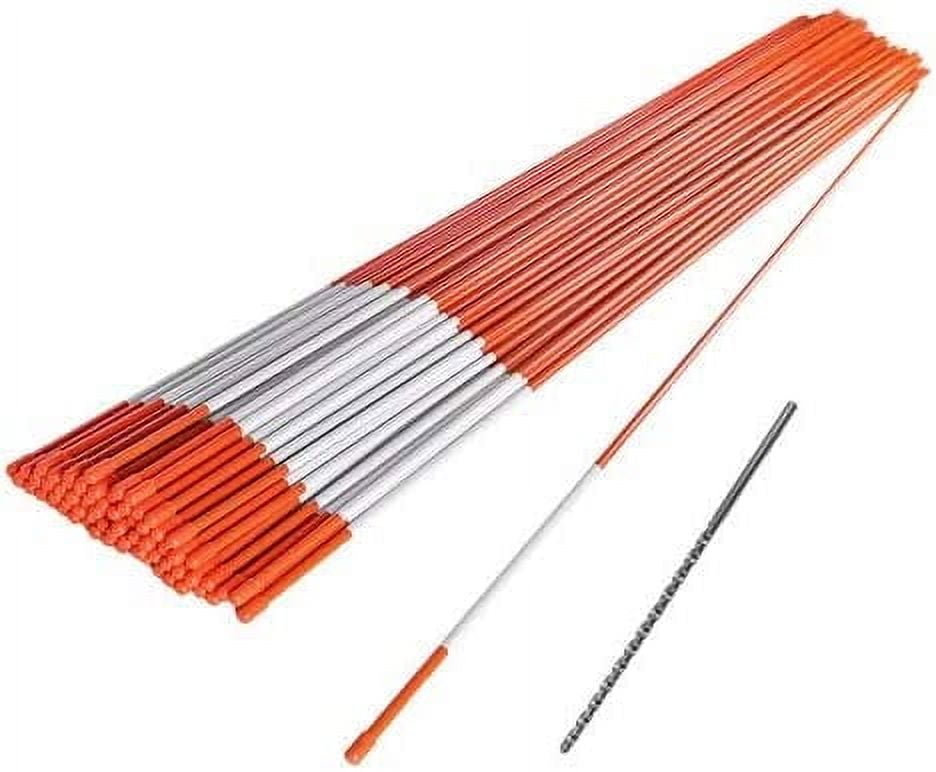 100 Pack 48 Inch Driveway Markers 1/4 Inch Dia - with 12