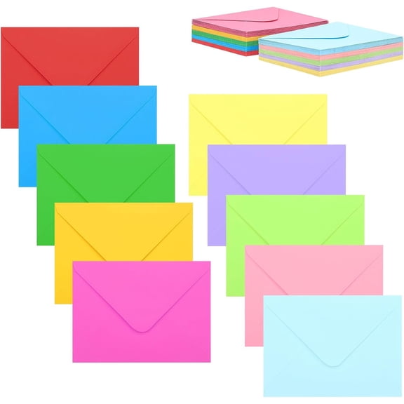 100 Pack 4x6 Envelopes, Contour Flap A4 Color Envelopes for Engagement Invites, Weddings Invitation, announcements,  shower,  for RSVP Card 120gsm, 4.5 x 6.4 Inches -  Recycled
