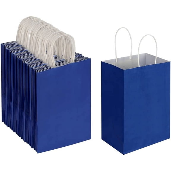 100 Pack 5.25x3.25x8.25 Inch Small Plain Natural Kraft Paper Gift Bags with Handles Bulk for Birthday Party Favors Grocery Retail Shopping Business Goody Craft Bags Cub Sacks (Brown 100 Count)