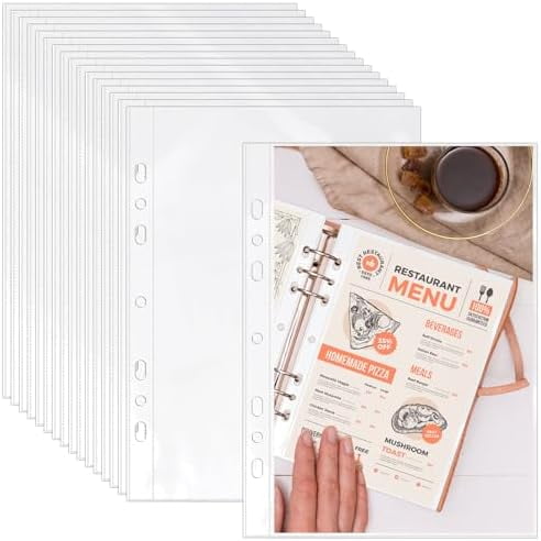 100 Pack 5.5x8.5 Inch Sheet Protectors for 3 or 6 Ring A5 Binder, Half Letter Size 7 Holes Mini Heavy-Duty Sheet Protector Sleeves Crystal Clear Playbill Binder Pockets