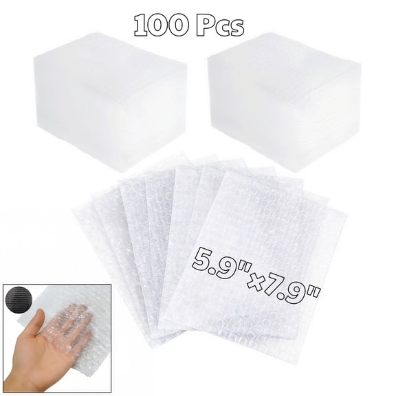 100 Pack 5.9x7.9 Inch Bubble Wrap Pouches, Double-Sided Clear Bubble Bags for Safe Packaging, Moving