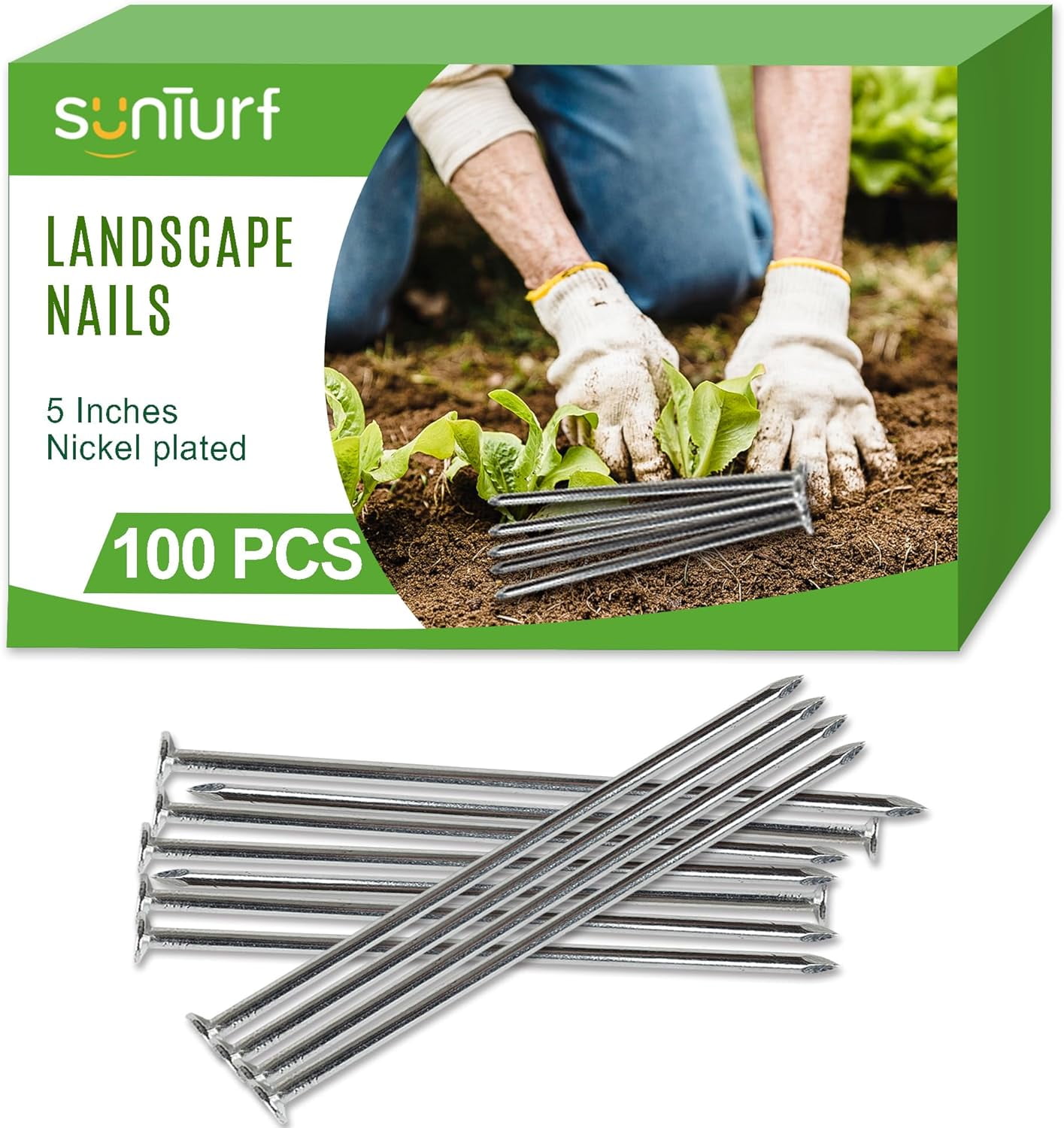 100 Pack 5 Inch Plastic Edging Nails Artificial Turf Stakes Galvanized