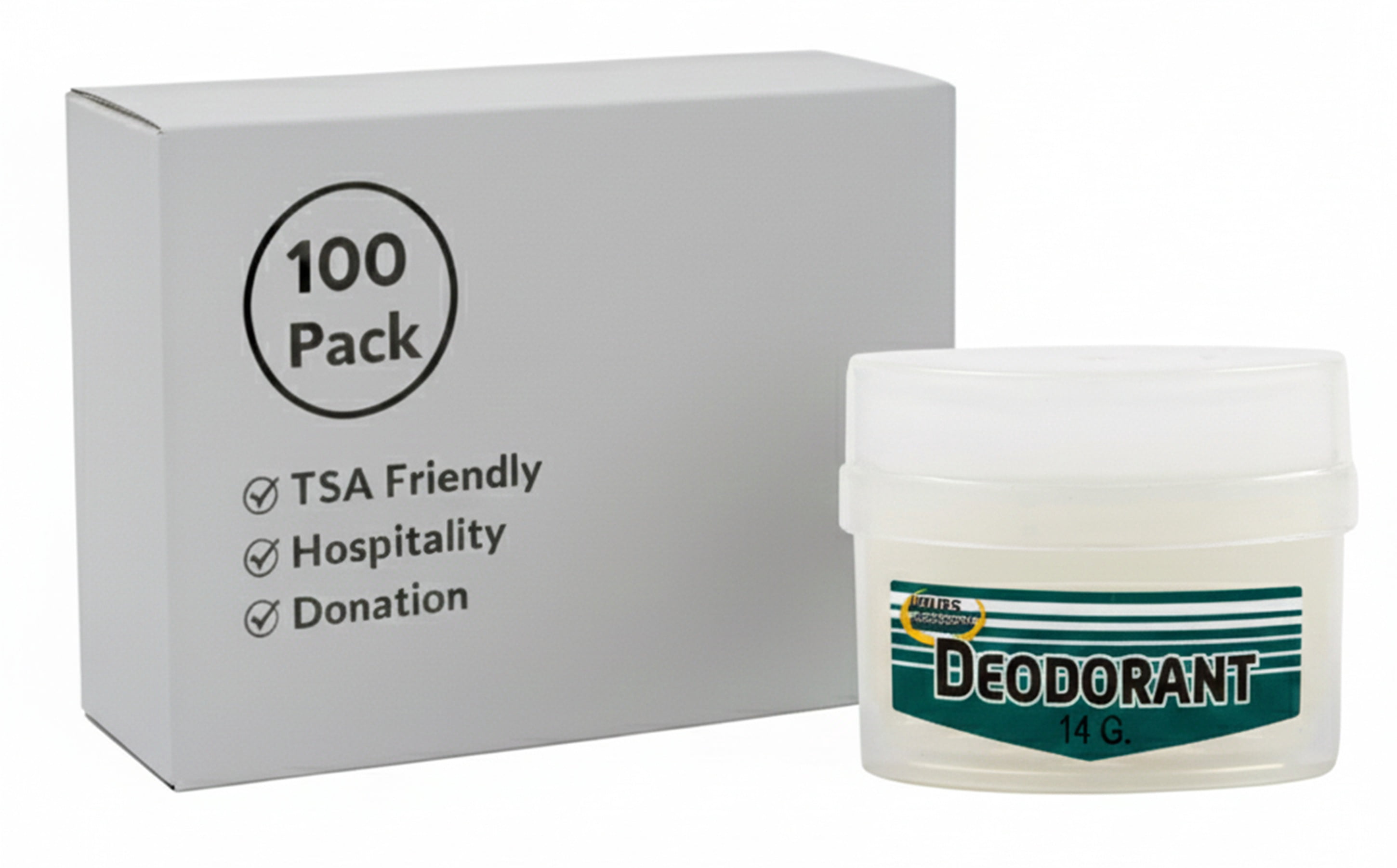 100 Pack .5 oz. (.5 Ounce) Deodorant Antiperspirant Sticks for Hygiene, Hospitality, Hotel, Charity, Donation