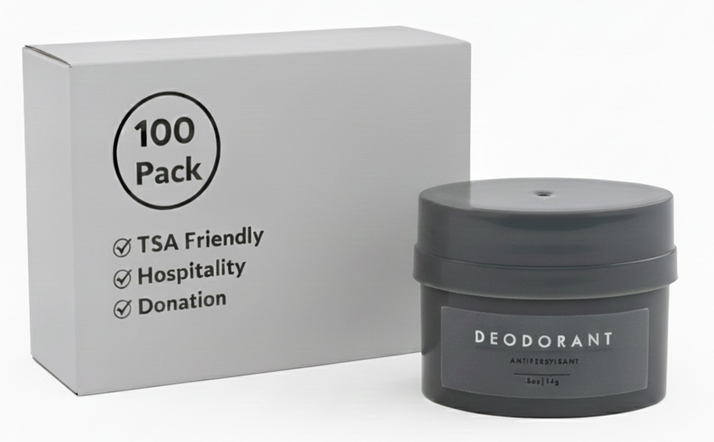 100 Pack .5 oz. (.5 Ounce) Deodorant Antiperspirant Sticks for Hygiene, Hospitality, Hotel, Charity, Donation