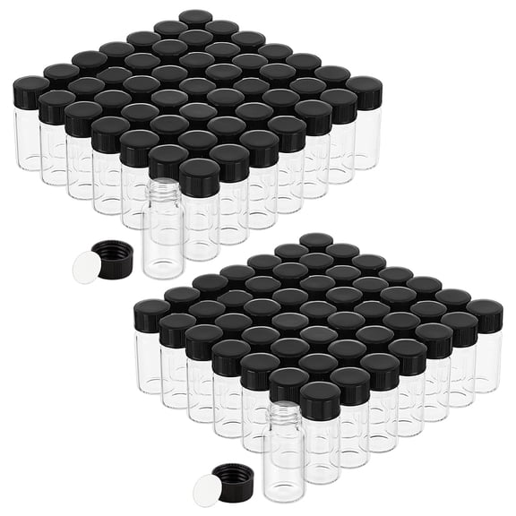 100 Pack 5ml Essential Oil Bottle with Screw Caps Glass Sample Vials Leak-Proof Mini Glass Bottles Laboratory Sample Bottles