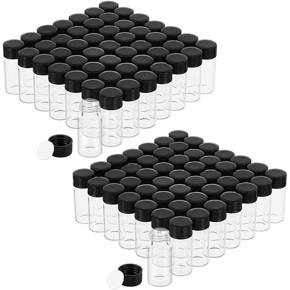 100 Pack 5ml Essential Oil Bottle with Screw Caps Glass Sample Vials Leak-Proof Mini Glass Bottles Laboratory Sample Bottlesfor